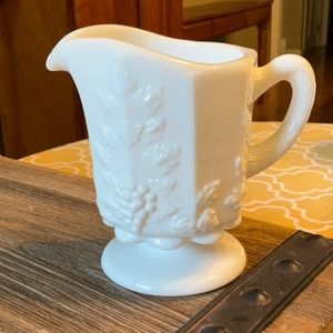 vtg WESTMORELAND Footed Creamer Grapes and Ivy Milk Glass White